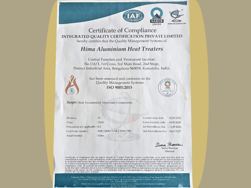 ISO Certified Aluminium Heat Treatment Company